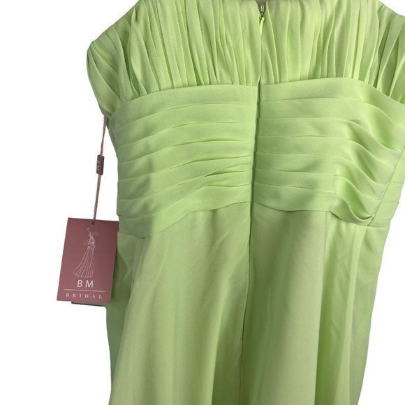 BM Bridal Womens Size Small 2 Lime Green Elegant Round Neck Sleeveless Dress New - Picture 8 of 10
